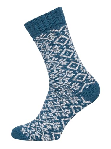 Ein Paar Einfarbige Wollsocken Blumen Design Für Damen Und Herren Weiche Dicke Kuschelsocken Hyggelig Warm Mit 45% Wolle | Petrol Gr. 39-42 von HomeOfSocks