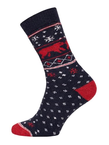 Ein Paar Eisbär Norweger Socken Damen Und Herren Skandinavische Socken Kuschelsocken Wolle Dicke Socken Hyggelig Warm 45% Wolle | Navy Gr. 35-38 von HomeOfSocks