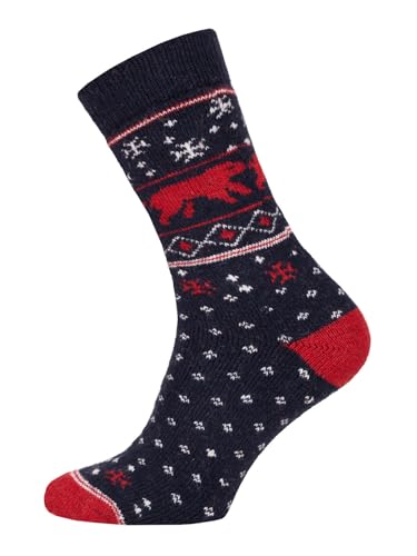 Ein Paar Eisbär Norweger Socken Für Damen Und Herren Nordic Socks Kuschelsocken Aus Wolle Dicke Socken Hyggelig Warm 45% Wolle Weihnachts Design Strapazierfähig Zeitlos | Navy 39-42 von HomeOfSocks