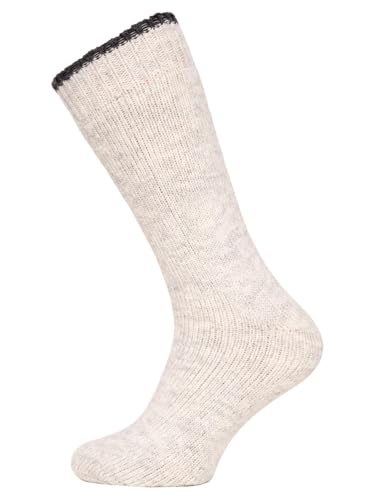 Ein Paar Extra Dicke Wollsocken Damen Und Herren Uni Design Nordic Socks Kuschelsocken Aus 80% Wolle Dicke Socken Hyggelig Warm - Strapazierfähiges Frottee | Natur Weiß 39-42 von HomeOfSocks