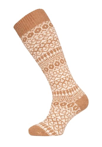 Ein Paar Lamwoll Kniestrumpf Norweger Socken Herren Und Damen - Skandinavisch Lange Socken Luxuriöse Wollsocken Kuschelsocken 70% Lambswool | Camel 39-42 von HomeOfSocks