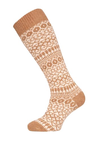 Ein Paar Lamwoll Kniestrumpf Norweger Socken Herren Und Damen - Skandinavisch Lange Socken Luxuriöse Wollsocken Kuschelsocken 70% Lambswool | Camel Gr. 39-42 von HomeOfSocks