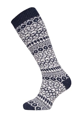 Ein Paar Lamwoll Kniestrumpf Norweger Socken Herren Und Damen - Skandinavisch Lange Socken Luxuriöse Wollsocken Kuschelsocken 70% Lambswool | Navy 39-42 von HomeOfSocks