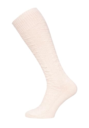 Ein Paar 70% Lamwoll Kniestrumpf Zopfmuster Socken Herren Und Damen Lange Socken Trachtensocken Luxuriöse Wollsocken | Creme Gr. 39-42 von HomeOfSocks