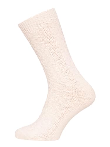Ein Paar 70% Lamwoll Socken Zopfmuster Herren Und Damen Kurze Socken Trachtensocken Luxuriöse Wollsocken Kuschelsocken | Creme Gr. 39-42 von HomeOfSocks