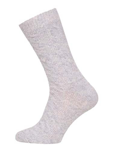 Ein Paar Lamwoll Socken Zopfmuster Herren Und Damen Kurze Socken Trachtensocken Luxuriöse Wollsocken Kuschelsocken 70% Lambswool Socks Strapazierfähig Weich | Grau 35-38 von HomeOfSocks