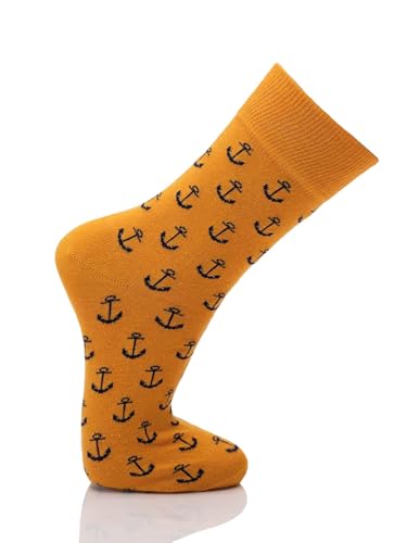 Ein Paar Maritime Anker Socken Herren und Damen - Socken Mit Motiv In Verschiedenen Farben - Weiche, Baumwollsocken | Senf Gr. 39-42 von HomeOfSocks