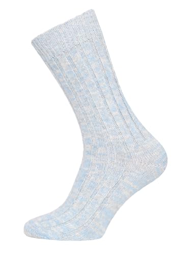 Ein Paar Melierte 75% Schurwolle Wollsocken Damen Und Herren Weiche Kuschelsocken Dicke Socken Hyggelig Warm Mit Pastell Bunt Schlicht Design Und Strapazierfähig | Hellblau 39-42 von HomeOfSocks