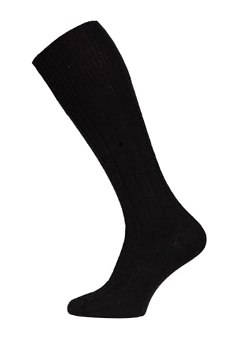 Ein Paar Merino Kaschmir Kniestrumpf Socken Herren Damen - Trachtensocken Lange Socken Wollsocken Kuschelsocken Merino Socks - Druckarme Zehennaht. Strapazierfähig & Extra Weich | Black 43-46 von HomeOfSocks