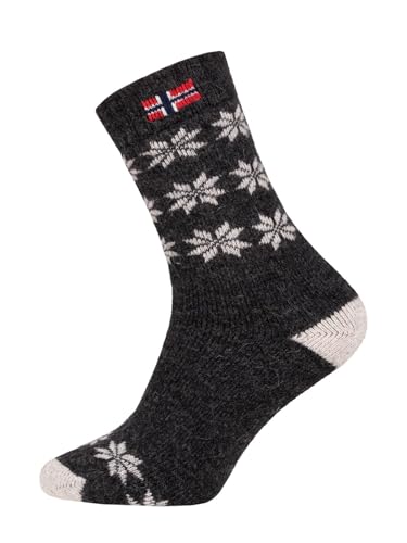 Ein Paar Norweger Socken für Damen Und Herren - Skandinavisches Design, 80% Wolle, Dicke Kuschelsocken, Hyggelig Warm | Anthrazit Gr. 47-50 von HomeOfSocks