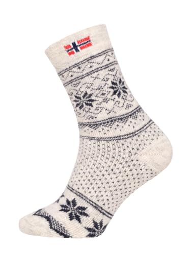 Ein Paar Norweger Socken Damen Und Herren Skandinavisches Design Nordic Socks Kuschelsocken Aus 80% Wolle Dicke Socken Hyggelig Warm - Strapazierfähig Zeitlos Warm | Navy 43-46 von HomeOfSocks