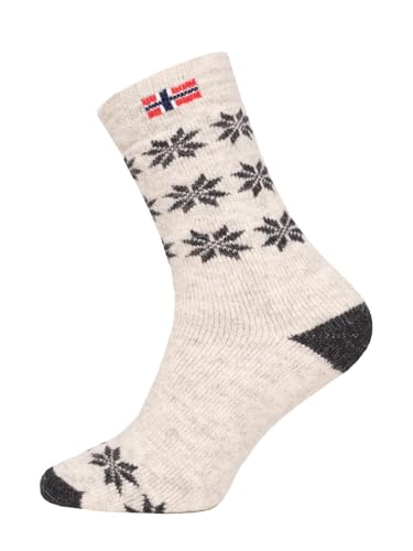 Ein Paar Norweger Socken Damen Und Herren Skandinavisches Design Skandinavische Socken Kuschelsocken 80% Wolle Dicke Socken Hyggelig Warm | Weiß Gr. 35-38 von HomeOfSocks