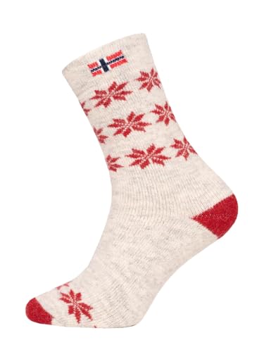 Ein Paar Norweger Socken Damen Und Herren Skandinavisches Design Skandinavische Socken Kuschelsocken 80% Wolle Dicke Socken Hyggelig Warm | Rot Gr. 39-42 von HomeOfSocks