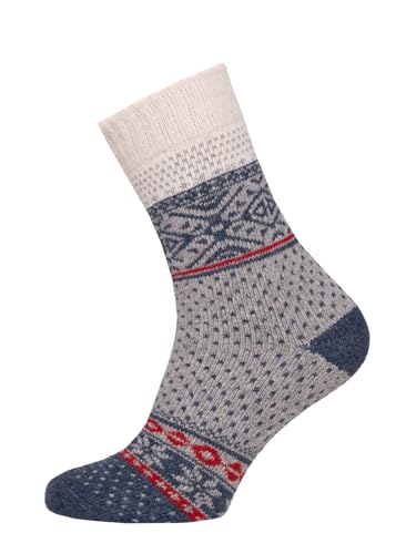 Ein Paar Skandinavische Socken Für Damen Und Herren Nordic Socks Kuschelsocken Aus 45% Wolle Dicke Socken Hyggelig In Norwegischem Design Strapazierfähig Zeitlos Warm | Blau 35-38 von HomeOfSocks