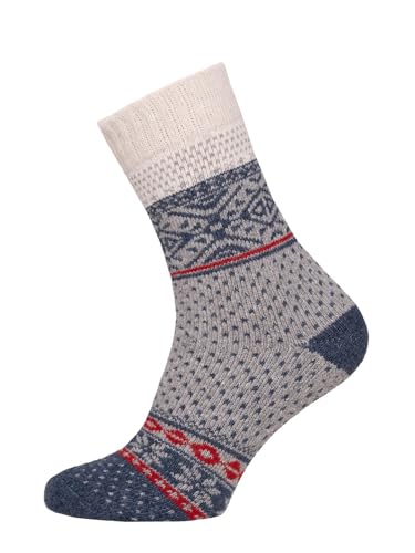 Ein Paar Skandinavische Socken Für Damen Und Herren - Kuschelsocken 45% Wolle Dicke Hyggelig Norwegen Design | Blau Gr. 39-42 von HomeOfSocks