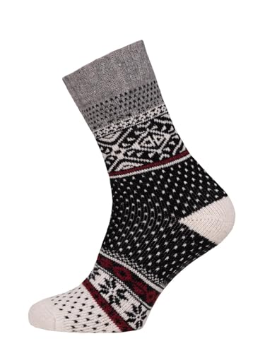 Ein Paar Skandinavische Socken Für Damen Und Herren - Kuschelsocken 45% Wolle Dicke Socken Hyggelig Norwegen Design | Black Gr. 39-42 von HomeOfSocks