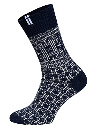 Flaggensocken Finnland Mit Finnischem Muster als Symbol Für Glück In Finnland - Damen Und Herren Kuschelsocken Aus Wolle - Dicke Socken Mit 60% Wollanteil Und Finnischer Flagge - Strapazierfähig von HomeOfSocks