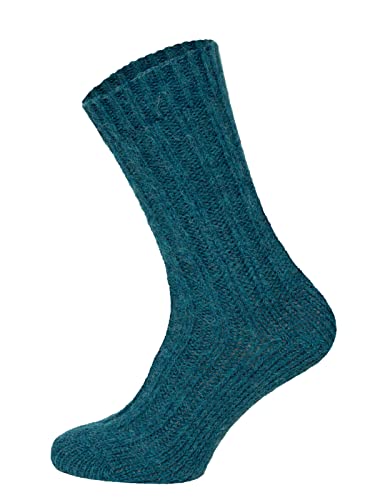 HomeOfSocks 2 Paar Alpaka Wollsocken Herren Und Damen - Bunte Warme Norweger Wollsocken Mit 40% Wollanteil Strapazierfähig Natürliche Regulierung Der Fußtemperatur Kuschelsocken | Blau Petrol 35-38 von HomeOfSocks