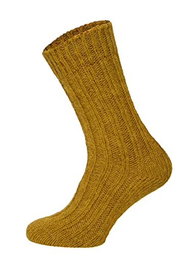 HomeOfSocks 2 Paar Alpaka Wollsocken Herren Und Damen - Bunte Warme Norweger Wollsocken Mit 40% Wollanteil Strapazierfähig Natürliche Regulierung Der Fußtemperatur Kuschelsocken | Gelb Senf 35-38 von HomeOfSocks