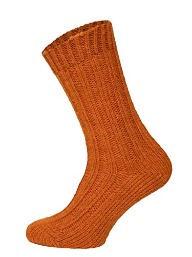 HomeOfSocks 2 Paar Alpaka Wollsocken Herren Und Damen - Bunte Warme Norweger Wollsocken Mit 40% Wollanteil Strapazierfähig Natürliche Regulierung Der Fußtemperatur Kuschelsocken | Orange 35-38 von HomeOfSocks