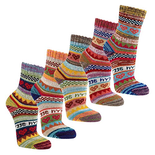 HomeOfSocks 3 Paar Bündel Gemischt Hygge Socken kuschelig warm mit 80% Baumwolle Kinder und Erwachsene Größe 15-42 (19-22) von HomeOfSocks