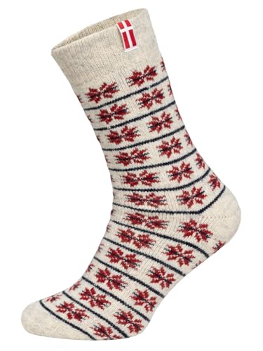HomeOfSocks Flaggensocken Dänemark - Damen Und Herren Kuschelsocken Aus Wolle - Dicke Socken Mit 80% Wollanteil Und Dänischer Flagge | Rot Gr. 35-38 von HomeOfSocks
