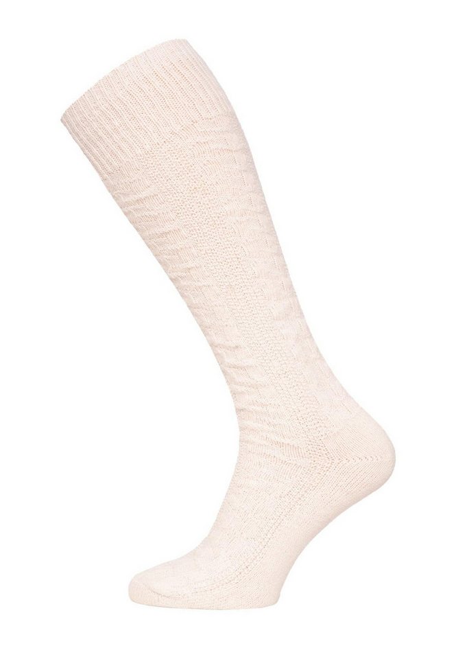 HomeOfSocks Kniestrümpfe Kniestrumpf aus 70% Lammwolle mit Zopfmuster Feine und strapazierfähige Lambswool Kniestrümpfe von HomeOfSocks