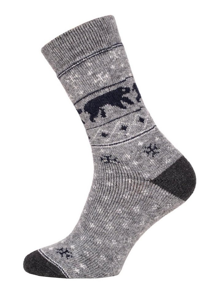 HomeOfSocks Kuschelsocken 45% Wollsocken Buntes Bären Design Dicke Socken Warm 45% Wollanteil Buntes Design von HomeOfSocks