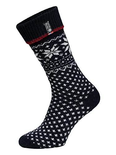 HomeOfSocks Lammwollsocke Mit Umschlag Norwegen - Damen Und Herren Kuschelsocken Aus Wolle - Dicke Socken Mit 70% Wollanteil Und Norwegischer Flagge - Strapazierfähig - Navy 35-38 von HomeOfSocks