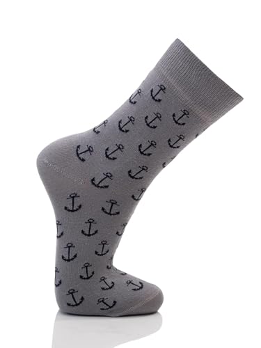 Ein Paar Maritime Anker Socken Herren und Damen - Socken Mit Motiv In Verschiedenen Farben - Weiche, Baumwollsocken | Grau Gr. 43-46 von HomeOfSocks