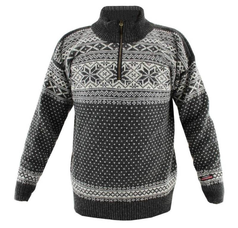 HomeOfSocks Norwegerpullover Hochwertige Norweger Pullover klassisches Design 100% Wolle Rollkragenpullover Reißver Fleecekragen von HomeOfSocks