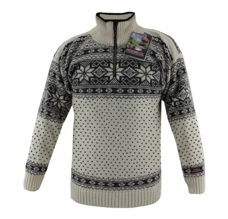 HomeOfSocks Norwegerpullover Hochwertige Norweger Pullover klassisches Design 100% Wolle Rollkragenpullover Reißver Fleecekragen von HomeOfSocks