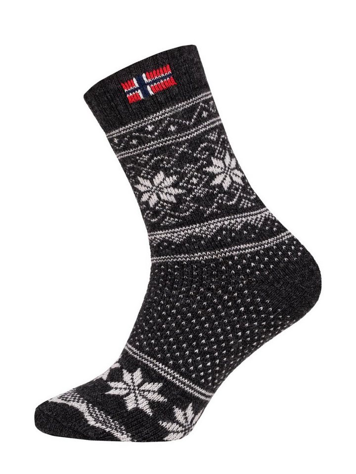 HomeOfSocks Norwegersocken 80% Wollsocken Norwegen Flagge & Norweger Design Dicke Socken Hyggelig Warm 80% Wolle Norwegischem Design von HomeOfSocks