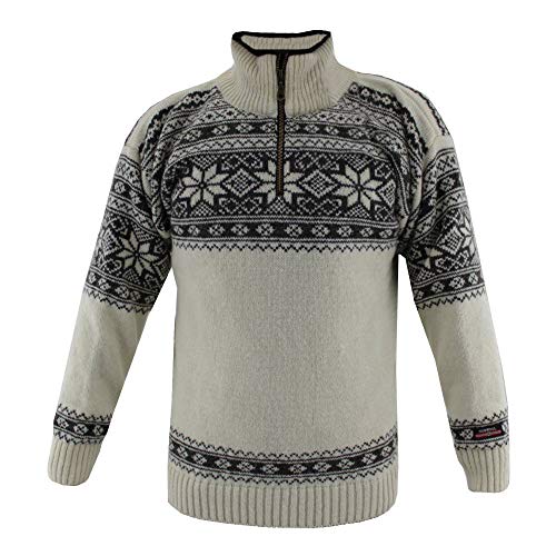 HomeOfSocks Original Norweger Herbst Winter Pullover aus 100% Reiner Neuer Wolle Schurwolle (Weiß, XL) von HomeOfSocks