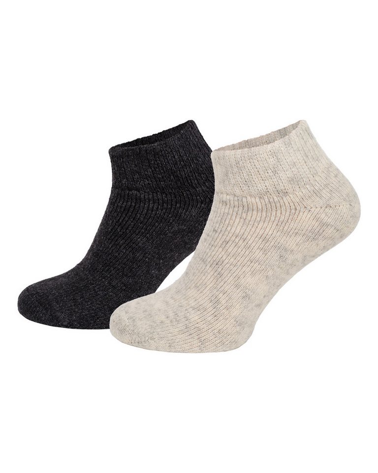 HomeOfSocks Sneakersocken 2 Paar Sneaker Wollsocken Doppelpack in Anthrazit Grau,  Komfortbund, Fester Sitz von HomeOfSocks