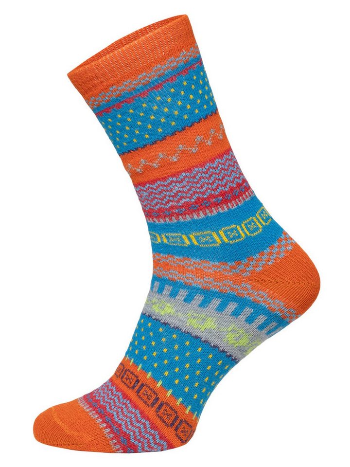 HomeOfSocks Socken 45% Wollsocken Bunt Skandinavisches Design 2 Paar 2er Pack Wollsocken Fröhlich Bunten Muster Druckarmer Zehennaht von HomeOfSocks