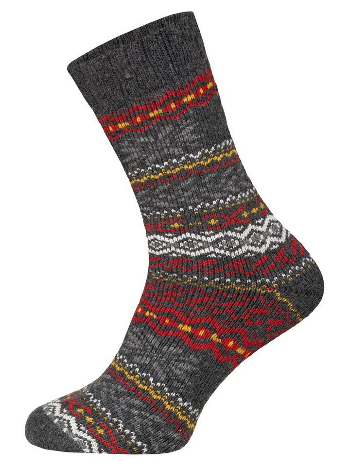 HomeOfSocks Socken 45% Wollsocken Hyggeliges Norweger Design 2er Pack Dicke Wollsocken Fröhlich Bunten Muster Druckarmer Zehennaht von HomeOfSocks