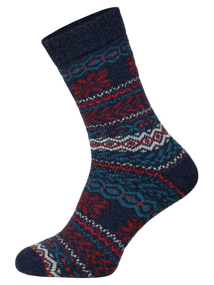 HomeOfSocks Socken 45% Wollsocken Hyggeliges Norweger Design 2er Pack Dicke Wollsocken Fröhlich Bunten Muster Druckarmer Zehennaht von HomeOfSocks