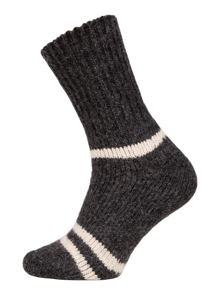 HomeOfSocks Socken 95% Wollsocken Alpaka Streifen Design Krempelbar Extra dicke und strapazierfähige Socken mit 95% Wolle Alpakawolle von HomeOfSocks