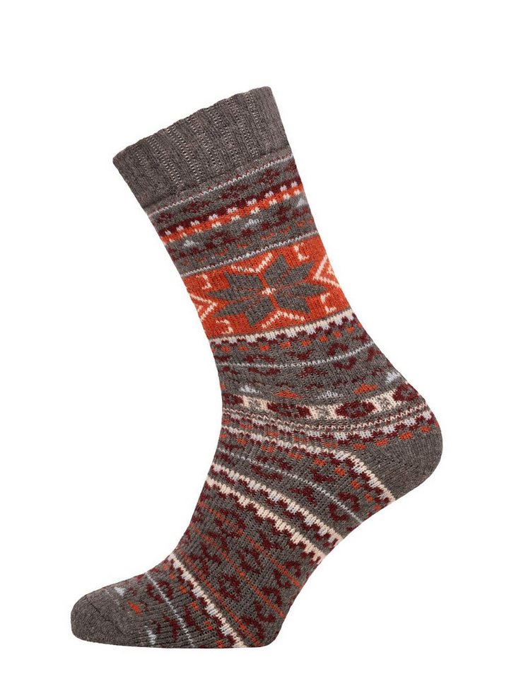 HomeOfSocks Socken Bunte Baumwollsocken Skandinavisches Design Bunte Norweger Socken Schneeflocken Muster 45% Wolle von HomeOfSocks