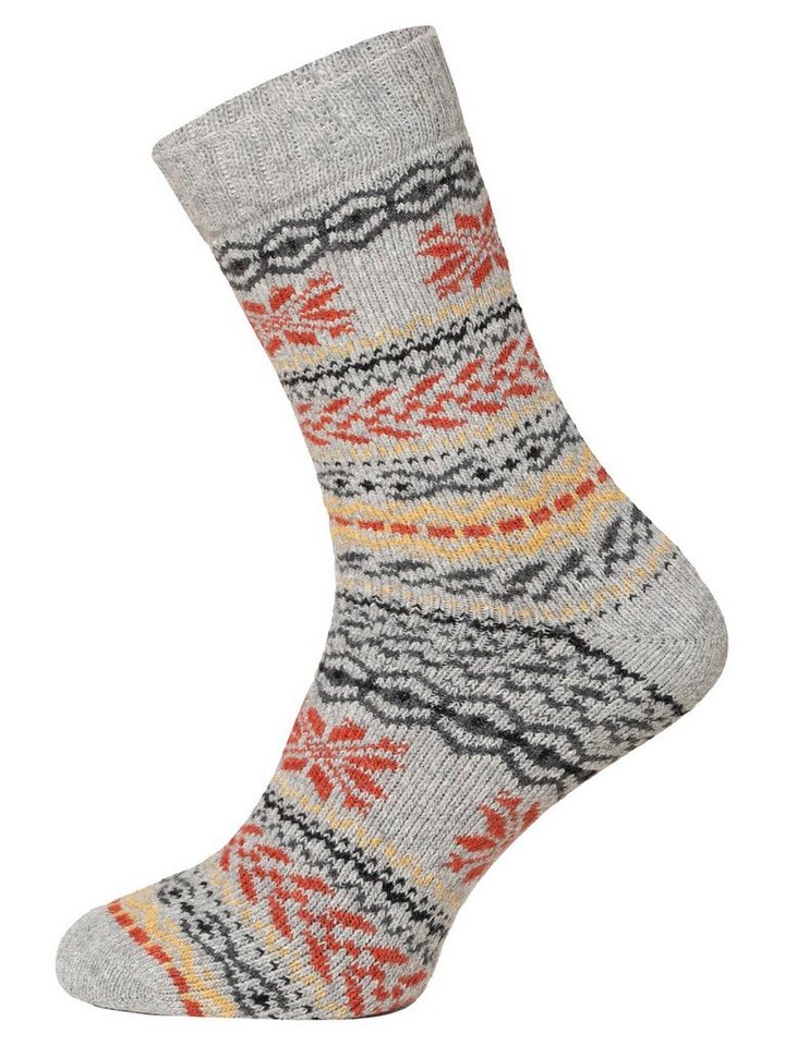 HomeOfSocks Socken Hygge Socken Dick Für Herren Und Damen mit Wolle 2er Pack Dicke Wollsocken Mit Fröhlich Bunten Mustern Und Druckarmer Zehennaht von HomeOfSocks