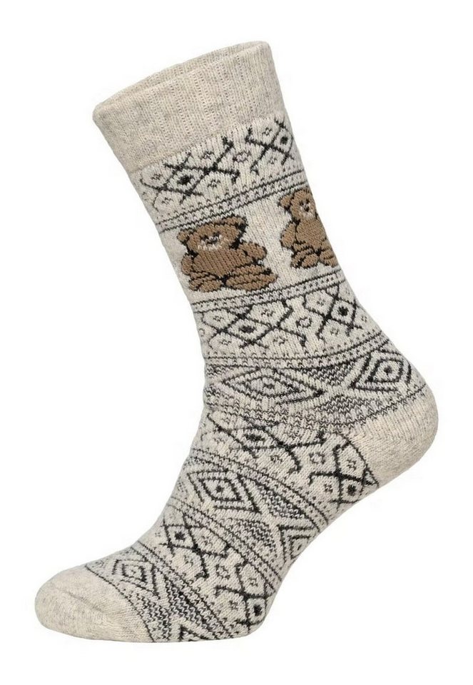 HomeOfSocks Socken Wollsocke Skandinavisch Teddy wollweiss - 1 Paar von HomeOfSocks