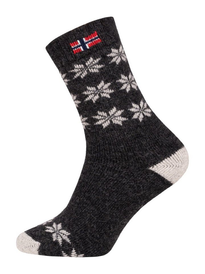 HomeOfSocks Socken Wollsocke Skandinavisch Thick Flag Norwegen anthrazitgrau - 1 Paar von HomeOfSocks