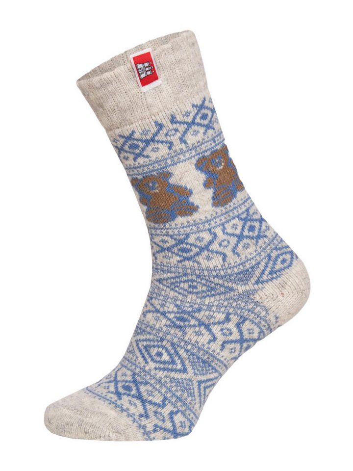 HomeOfSocks Socken Wollsocke Thick Flag Teddy wollweiss/blau - 1 Paar von HomeOfSocks