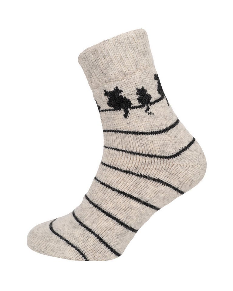 HomeOfSocks Socken Wollsocken Katzenmotiv, 80% Wolle, Komfortbund 80% naturbelassene Wolle, Angenehmer Bund,  Kurze Socken von HomeOfSocks