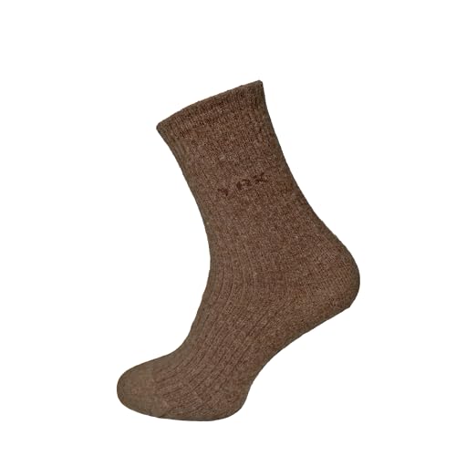 HomeOfSocks Wollsocken Damen Herren Größe 39 Braun aus 100% Yak Wolle traditionelle Herstellung Mongolei extra warme Wintersocken atmungsaktiv temperaturregulierend langlebige Natur Geschenk von HomeOfSocks