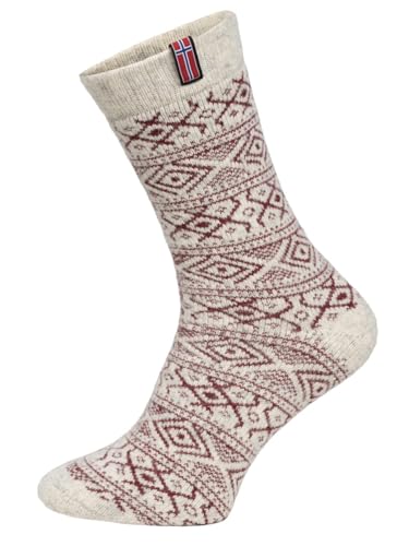 Norweger Kuschelsocken Für Damen Und Herren - Skandinavische Dicke Socken Aus Wolle - Hyggelig Warm 80% Wollanteil | Weiß Gr. 39-42 von HomeOfSocks