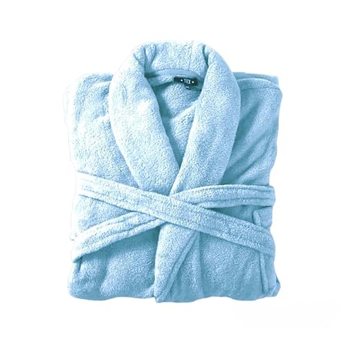 HomeRelax&Style Bademantel flauschig » Saunamantel in Teddy-Plüsch Qualität » leichter/dünner Morgenmantel 100 cm lang » unisex (Babyblau) von HomeRelax&Style