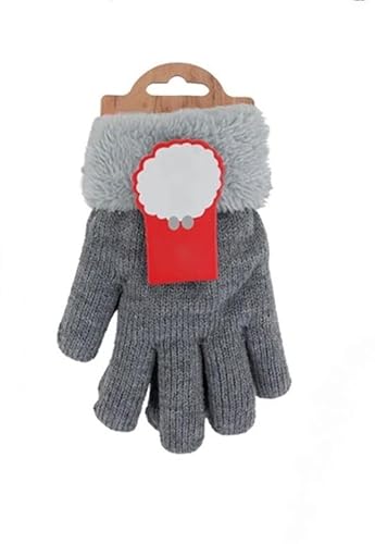 HomeRelax&Style Kinder Winter Handschuhe » Strickhandschuhe » Fingerhandschuhe warme Soft Teddy Füllung » gefütterte Kinderhandschuhe (Grau) von HomeRelax&Style