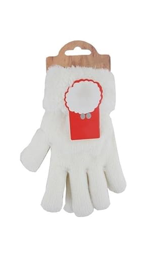 HomeRelax&Style Kinder Winter Handschuhe » Strickhandschuhe » Fingerhandschuhe warme Soft Teddy Füllung » gefütterte Kinderhandschuhe (Weiß) von HomeRelax&Style